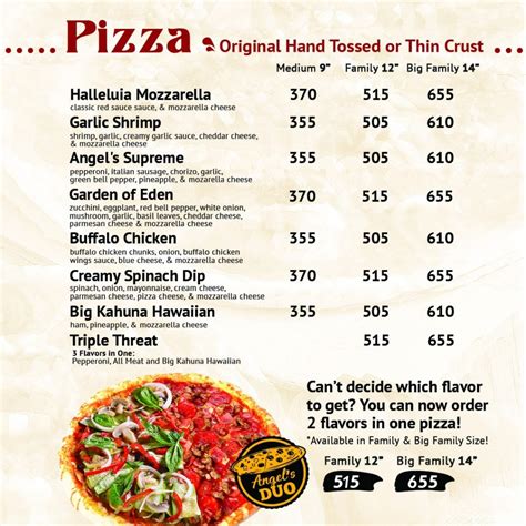 Angel’s Pizza Menu + List of Branches .